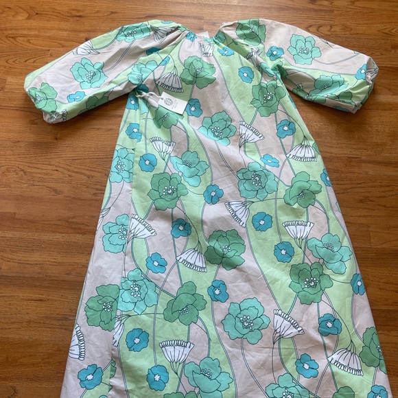 Tuckernuck (Hyacinth House) Green and Blue Floral Dorinda Midi Dress - Picture 7 of 10